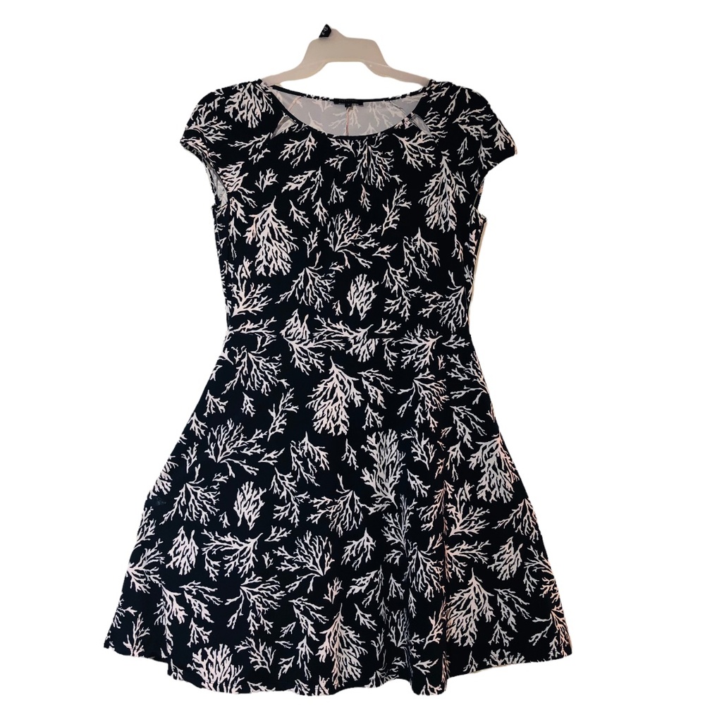 PATPRIMO dark blue dress with white branch prints. Size 10